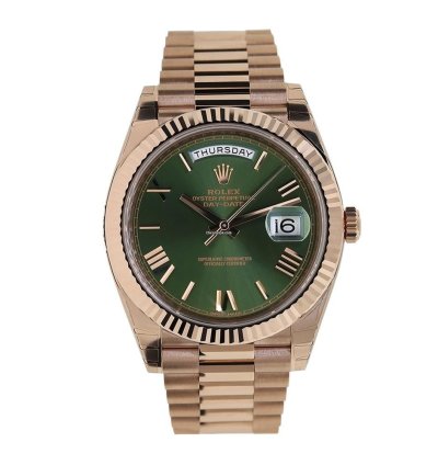 Rolex Day-date 40 228235 18k Rose Gold Olive Green Roman Dial 40 Mm