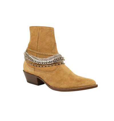 Tan Suede Chain Western Boot Size 42