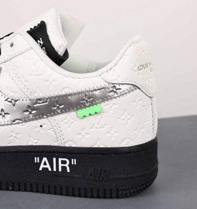 Lv X Nike Air Force Low White Black Silver