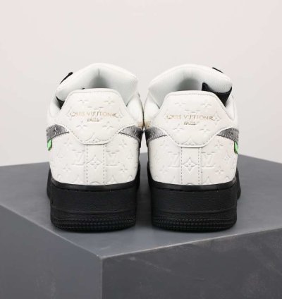 Lv X Nike Air Force Low White Black Silver
