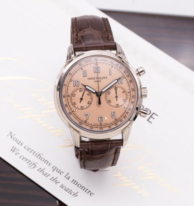 Patek Philippe Complications Salmon Dial 750 Whitegold German Watch Fullset 2022