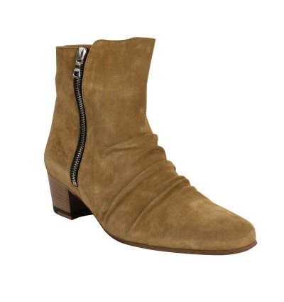 Tan Suede Stack Ankle Boots Shoe Size 6 36