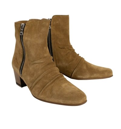 Tan Suede Stack Ankle Boots Shoe Size 6 36