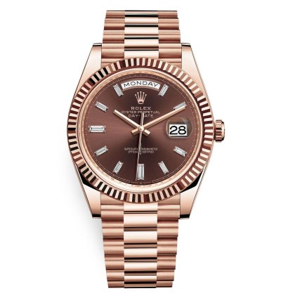 Rolex Day-date 40 228235 40mm Rose Gold Chocolate Baguette Dial Unworn 2024