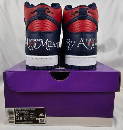 Supreme Nike Sb Dunk High By Any Means Navy Red Men