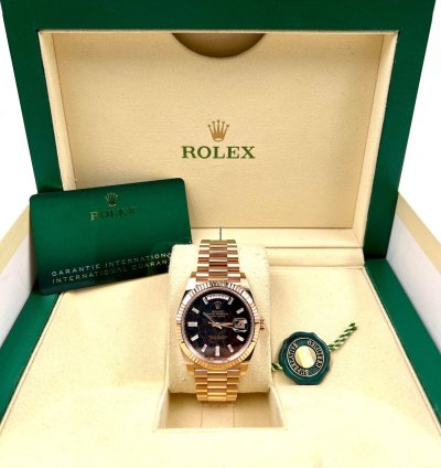 Rolex Day-date 40 228235 40mm Rose Gold Eisenkiesel Baguette Dial Unworn 2023