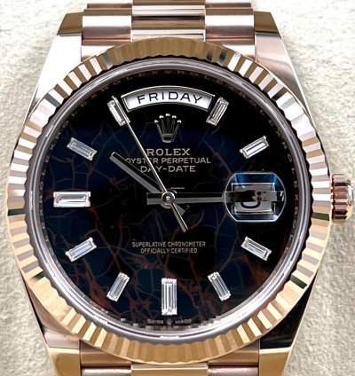 Rolex Day-date 40 228235 40mm Rose Gold Eisenkiesel Baguette Dial Unworn 2023