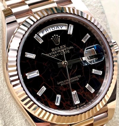 Rolex Day-date 40 228235 40mm Rose Gold Eisenkiesel Baguette Dial Unworn 2023