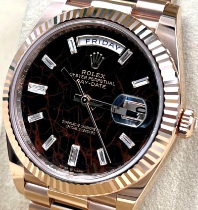 Rolex Day-date 40 228235 40mm Rose Gold Eisenkiesel Baguette Dial Unworn 2023