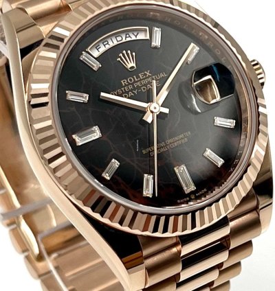 Rolex Day-date 40 228235 40mm Rose Gold Eisenkiesel Baguette Dial Unworn 2023