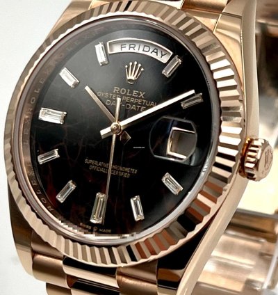 Rolex Day-date 40 228235 40mm Rose Gold Eisenkiesel Baguette Dial Unworn 2023