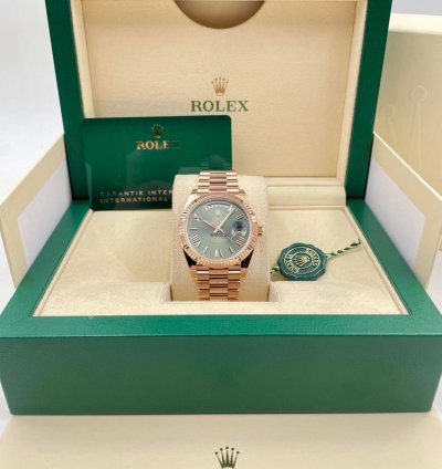 Rolex Day-date 40 228235 40mm Rose Gold Olive Green Roman Dial Unworn 2024
