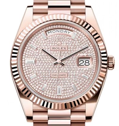 Rolex Day-date 40 228235 40mm Rose Gold Pave Dial Unworn 2023