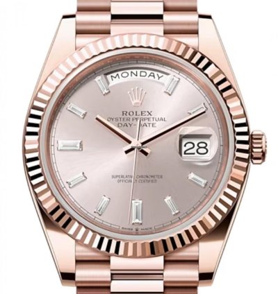Rolex Day-date 40 228235 40mm Rose Gold Sundust Baguette Dial Unworn 2023