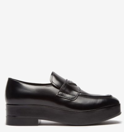 Triangle Logo-plaque Leather Loafers