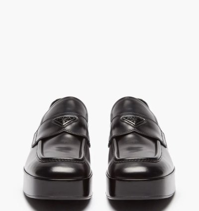 Triangle Logo-plaque Leather Loafers