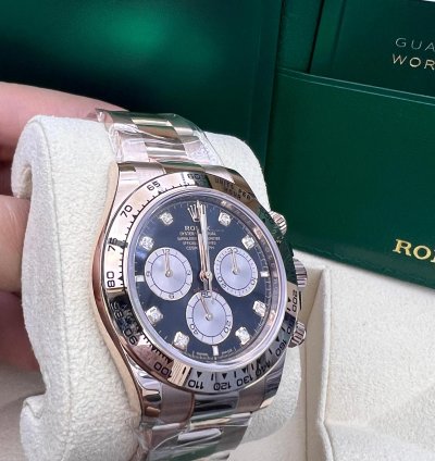 Rolex Daytona Black And Sundust Diamond-set Dial Rose Gold