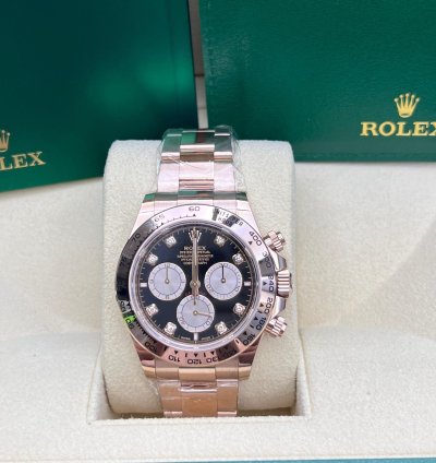 Rolex Daytona Black And Sundust Diamond-set Dial Rose Gold