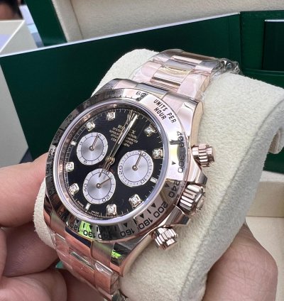 Rolex Daytona Black And Sundust Diamond-set Dial Rose Gold