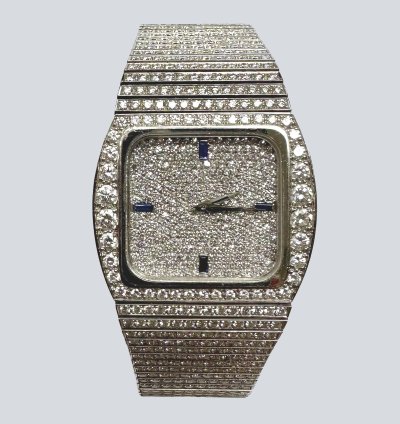 Patek Philippe Diamond Set Cushion Case Bracelet Watch Ref 3636