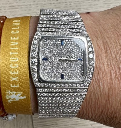 Patek Philippe Diamond Set Cushion Case Bracelet Watch Ref 3636