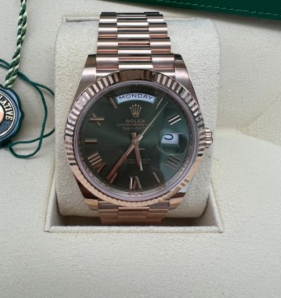 Rolex Day-date 40 228235 Olive Rose Gold Green Dial New 2023