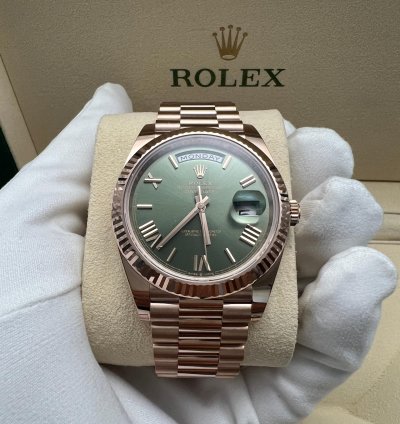 Rolex Day-date 40 228235 Olive Rose Gold Green Dial New 2023