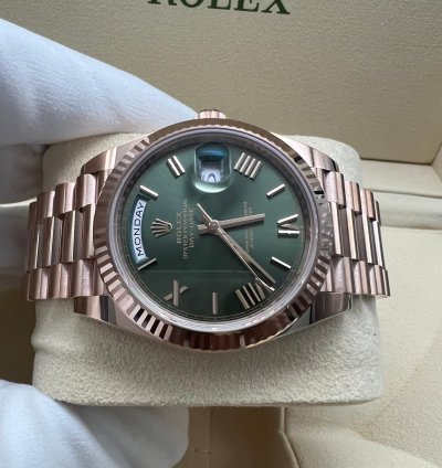 Rolex Day-date 40 228235 Olive Rose Gold Green Dial New 2023