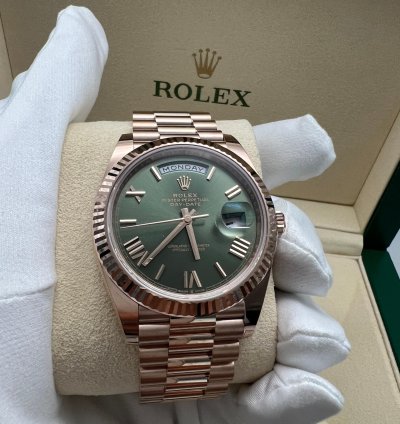 Rolex Day-date 40 228235 Olive Rose Gold Green Dial New 2023