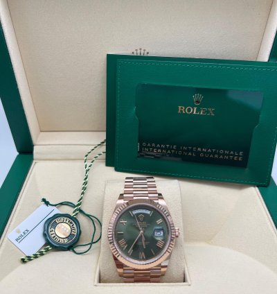 Rolex Day-date 40 228235 Olive Rose Gold Green Dial New 2023