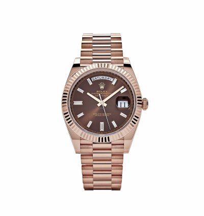 Rolex Day-date 40 228235 Rose Gold Chocolate Baguette Diamond Dial 2024
