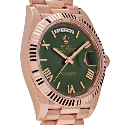 Rolex Day-date 40 228235 Rose Gold Olive Green Dial 2024