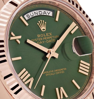 Rolex Day-date 40 228235 Rose Gold Olive Green Dial 2024