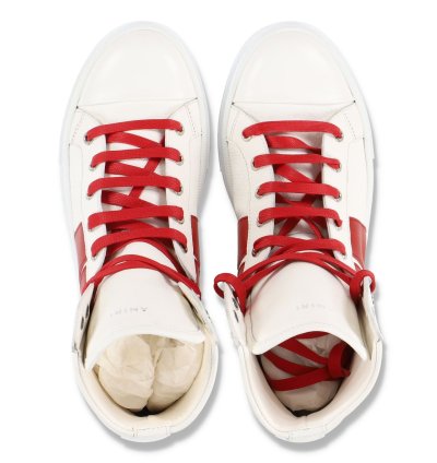 White And Red Sunset Hi-top Leather Trainers