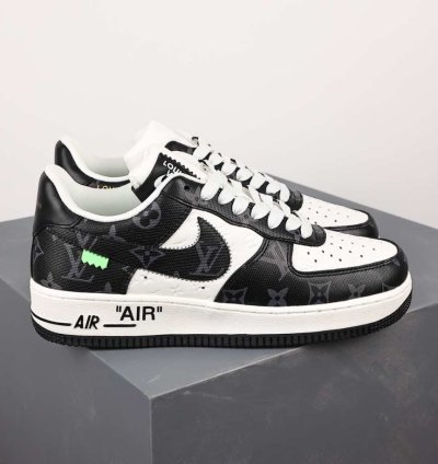 Black And White Lv X Nike Air Force 1 Low