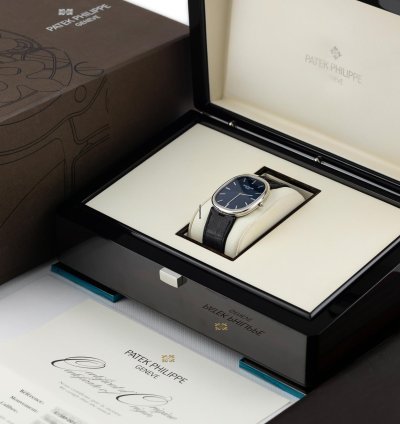 Patek Philippe Golden Ellipse Platinum Blue Dial Ref 5738p-001 Full Set