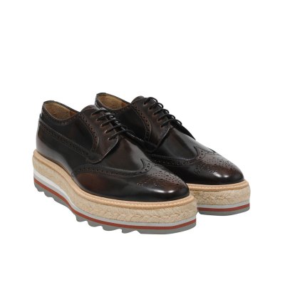 Wingtip Platform Derby Brogues Leather Medallion - 009669