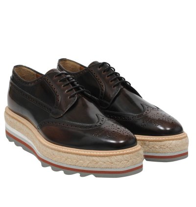 Wingtip Platform Derby Brogues Leather Medallion - 009669