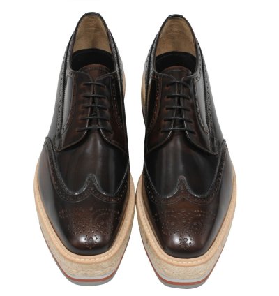 Wingtip Platform Derby Brogues Leather Medallion - 009669