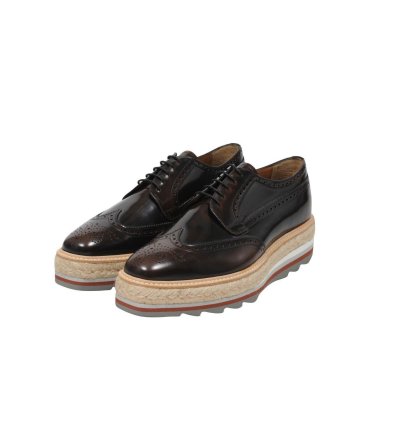 Wingtip Platform Derby Brogues Leather Medallion - 009669