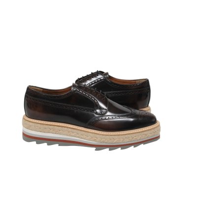 Wingtip Platform Derby Brogues Leather Medallion - 009669