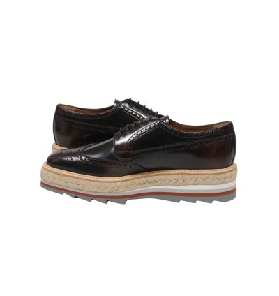 Wingtip Platform Derby Brogues Leather Medallion - 009669