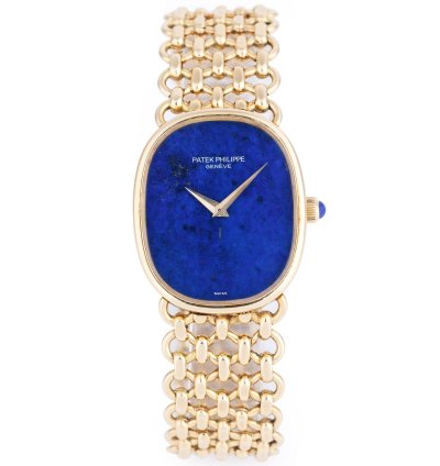 Patek Philippe Golden Ellipse Ultra Rare Golden Ellipse Ref 3848 901 Lapis Lazuli Dial 27mm 18k Yellow Gold Box And Papers 1980