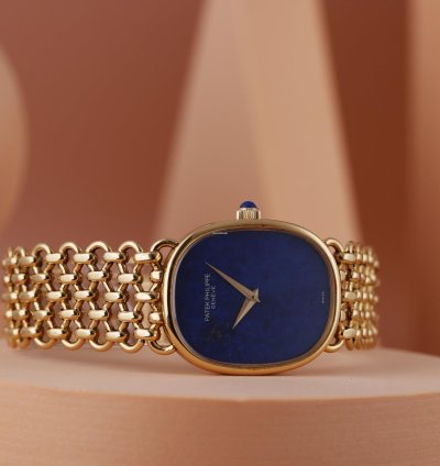 Patek Philippe Golden Ellipse Ultra Rare Golden Ellipse Ref 3848 901 Lapis Lazuli Dial 27mm 18k Yellow Gold Box And Papers 1980