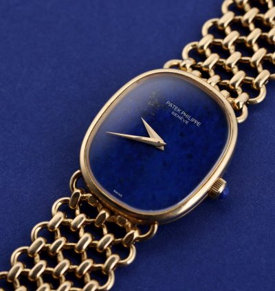 Patek Philippe Golden Ellipse Ultra Rare Golden Ellipse Ref 3848 901 Lapis Lazuli Dial 27mm 18k Yellow Gold Box And Papers 1980