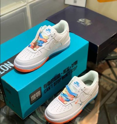 Nike Air Force 1 Rice White Orange Blue
