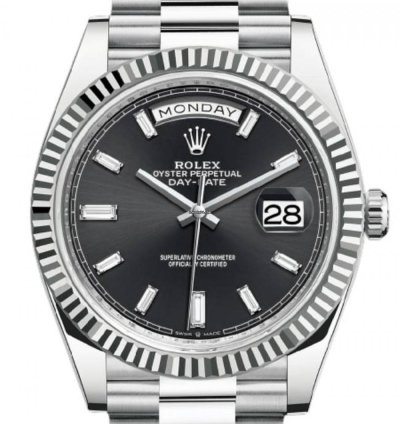 Rolex Day-date 40 228236 40mm Platinum Bracelet Black Baguette Dial Unworn 2023