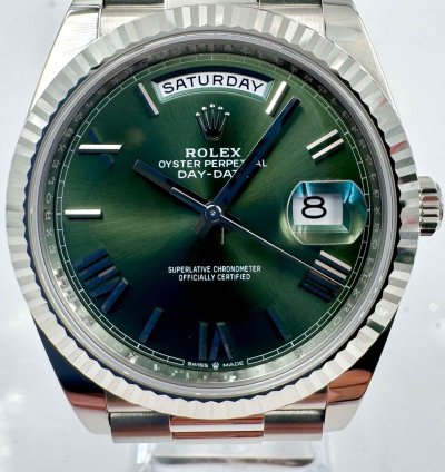Rolex Day-date 40 228236 40mm Platinum Bracelet Green Roman Dial Unworn 2024