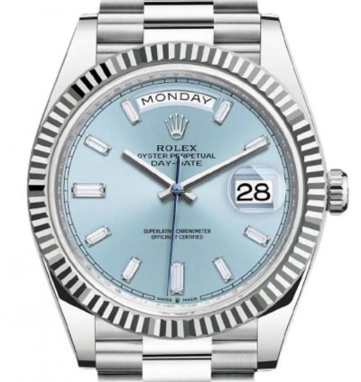 Rolex Day-date 40 228236 40mm Platinum Bracelet Ice Blue Baguette Dial Unworn 2024