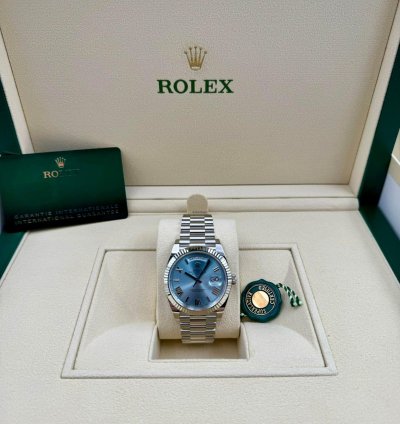 Rolex Day-date 40 228236 40mm Platinum Bracelet Ice Blue Roman Dial Unworn 2024